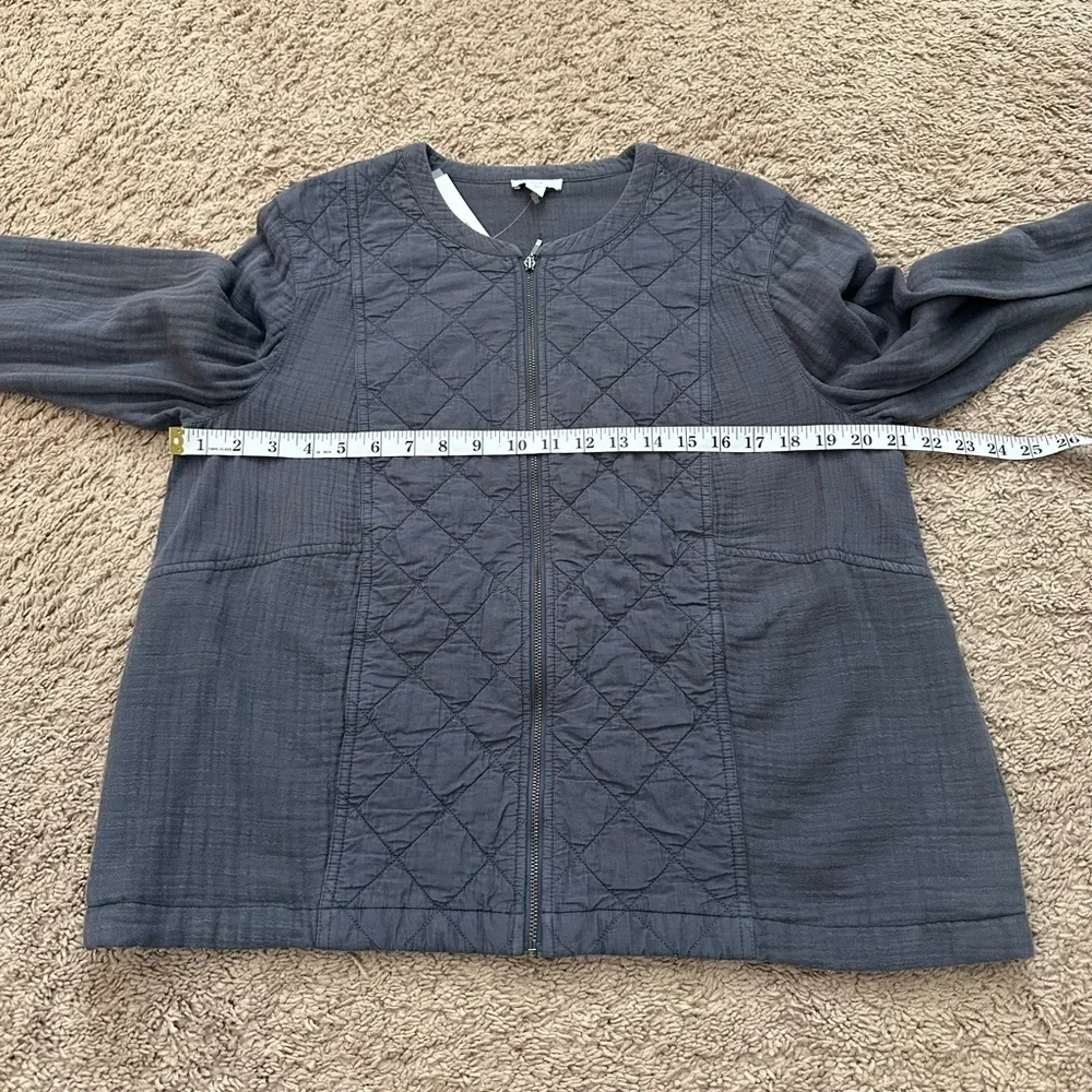 J. Jill Women Quilted Lightweight Jacket Charcoal Gray Mixed Media Cotton Size M